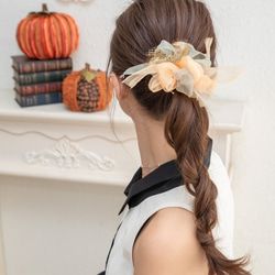 迷你 | 萬聖節盛開針織髮圈 | 南瓜 第3張的照片