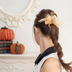 迷你 | 萬聖節盛開針織髮圈 | 南瓜 第5張的照片