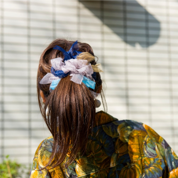 60's～彩色花漾編織髮圈 / 髮飾 / 細髮圈 / hair accessories / scrunchies 第2張的照片