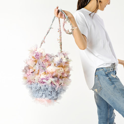 咲き編みフラワーバスケット～ヴィンテージカラー 6枚目の画像