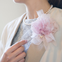 【畢業·入學套裝】粉色柔和的彩色開花胸花 第5張的照片