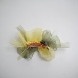 迷你型｜新鮮的綠色｜花朵針織髮夾/髮夾 第6張的照片