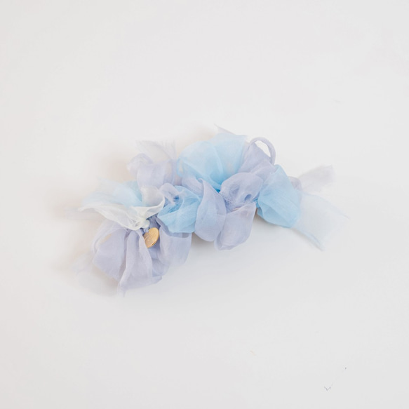 ワスレナグサ｜咲き編みバレッタ/ヘアクリップ 3枚目の画像