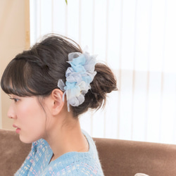 ワスレナグサ｜咲き編みバレッタ/ヘアクリップ 5枚目の画像