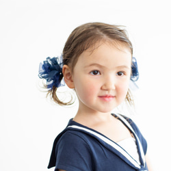 [兒童] 花朵辮子髮帶｜水手（海軍藍） 第1張的照片