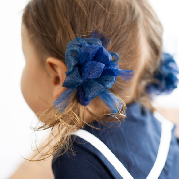 [兒童] 花朵辮子髮帶｜水手（海軍藍） 第4張的照片