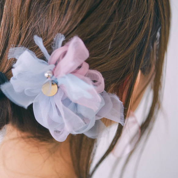 mini｜繡球花｜綻放的辮子髮夾/髮夾 第5張的照片