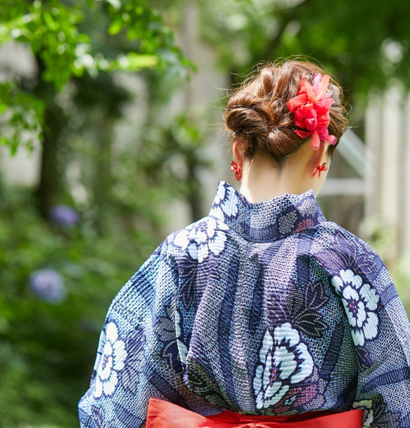 mini｜金魚｜咲き編みバレッタ/ヘアクリップ 4枚目の画像