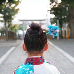 盛開的針織手kanzashi著色Shigogosan |花朝陽 第2張的照片
