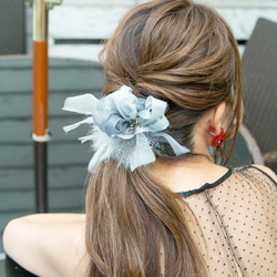 【冬季限定】mini｜ルイーズ｜彩る咲き編みシュシュ 4枚目の画像