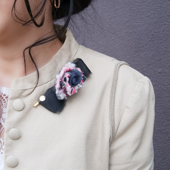 Couture corsage｜Tweed modern rose｜玫瑰色 第1張的照片