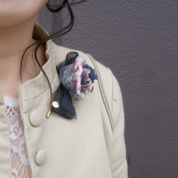 Couture corsage｜Tweed modern rose｜玫瑰色 第3張的照片