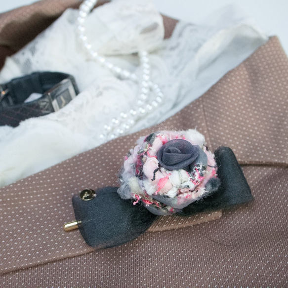 Couture corsage｜Tweed modern rose｜玫瑰色 第4張的照片