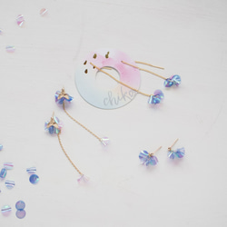 藍色｜鮮花盛開的褶邊｜耳環/耳環（18Kgp） 第4張的照片