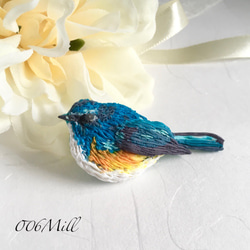 ✳︎幸せの青い鳥✳︎ルリビタキのブローチ/Tarsiger cyanurus /brooch 4枚目の画像