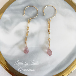 天然石士多啤梨耳環 （14k 注金耳針） Strawberry gemstone earrings (14k gold) 第5張的照片