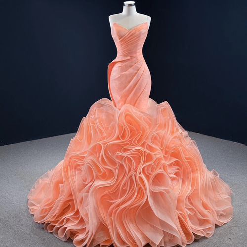 本格仕様のドレスのみ制作中♪お色直しカラードレス♪オンレジピンク  