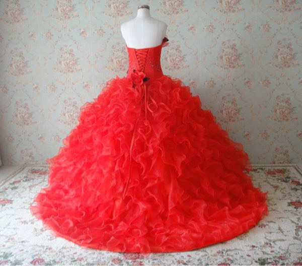 サイズオーダーメイド 新作 花嫁 可愛い フリルいっぱい プリンセスラインお色直し カラードレス ボリューム 色変更無料