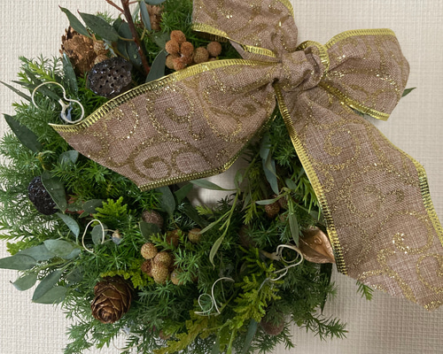 22.クリスマスリース クリスマスリース LEDライト付き セレクト リース L 34cm 玄関 赤 花