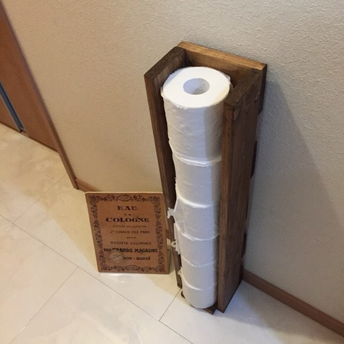 送料無料☆トイレットペーパーストッカー 木製 アンティーク 無垢材