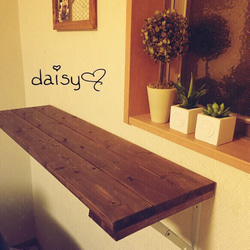 送料込み 折りたたみカウンターテーブル アンティーク風 収納 棚