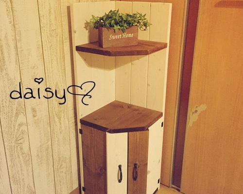 こ*う様 コーナー型木製テーブル 扉付き収納 こ*う様 コーナー型木製