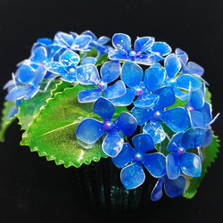 Blue Hydrangea Hair Clip　蓝紫色花卉发夹 第3張的照片