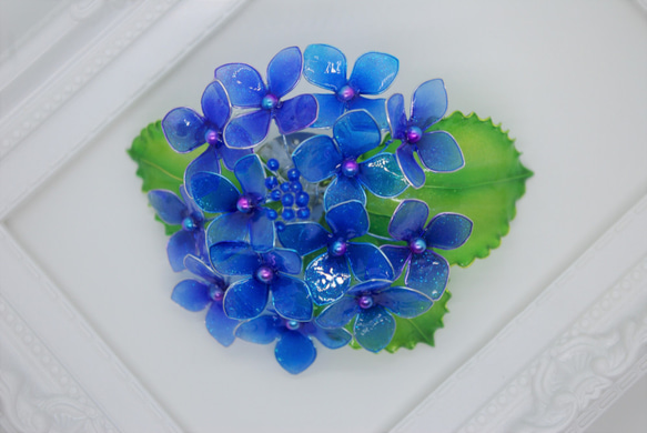 Blue Hydrangea Hair Clip　蓝紫色花卉发夹 第6張的照片