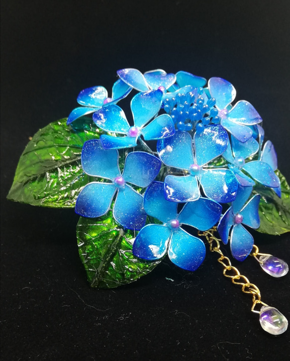 綺麗な青の紫陽花のヘアピン（かんざしタイプ）【受注制作品】 1枚目の画像