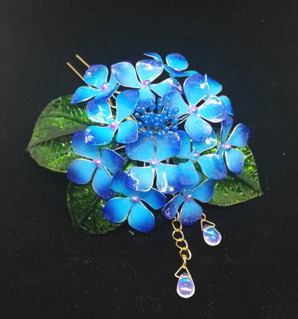 綺麗な青の紫陽花のヘアピン（かんざしタイプ）【受注制作品】 2枚目の画像