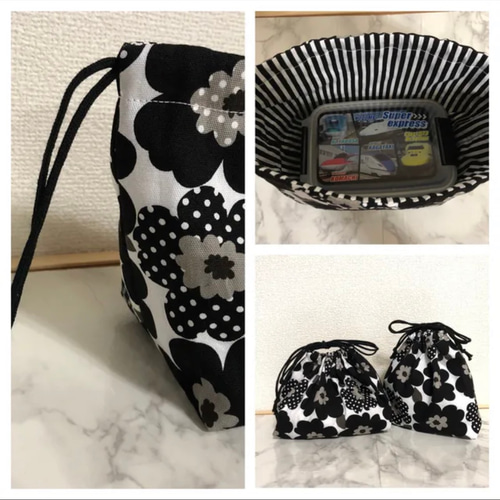 オシャレ女子の為の❤︎入園入学5点セット【モノトーン北欧フラワー