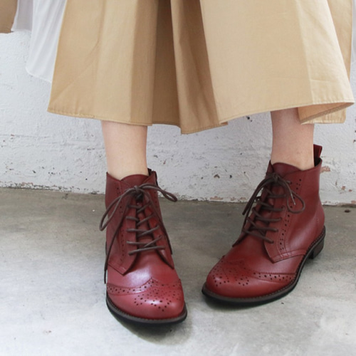 オーダーメイドブーツ バーガンディ オーダーメイド】ワイドフットバージョンOK！レザーオックスフォード
