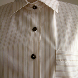 長版襯衫-棕白條紋 第4張的照片