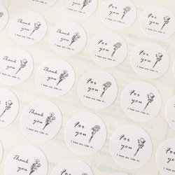 丸い Giftシール 花束 ホワイト 48枚入り 文字変更可能 サンキューシール ショップシール thank you 1枚目の画像