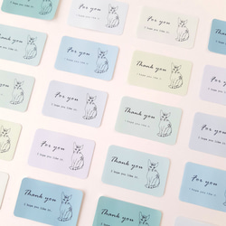 Giftシール 猫 ネコ ブルーグリーン 30枚入り 文字変更可能 サンキューシール ショップシール thankyou 1枚目の画像