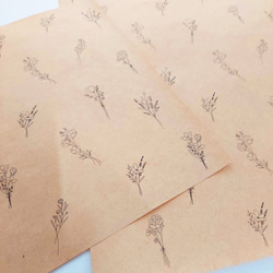 花束 模様 クラフト紙 デザインペーパー A4 15枚入り かわいい 包装紙 ラッピングペーパー ギフト メッセージ 2枚目の画像
