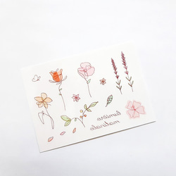 "Flower Garden ~朝の光~" お花や葉っぱの線画のタトゥーシール、タトゥーステッカー 1枚目の画像