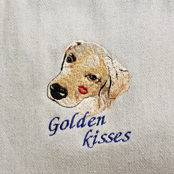 Kissesシリーズ刺繍バッグ【ゴールデンレトリバー//ウォッシュデニム】 2枚目の画像