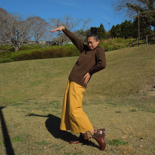 SALE】bighug Bunコットンはかまパンツ○イエロー キュロット・ワイド 