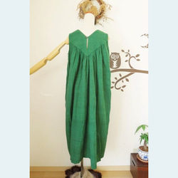 bighug 麻混手織りさちばるドレス●グリーン 5枚目の画像