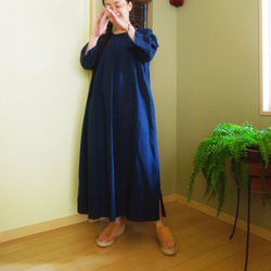 【SALE】bighug 麻バハマドレス●手織りチャコール 2枚目の画像