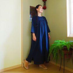 【SALE】bighug 麻バハマドレス●手織りチャコール 3枚目の画像