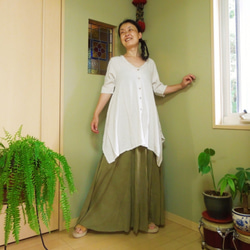 【お取り寄せ】asana ヘンプコットン 薄手 ロング フレアー スカート・草木染め●ディープインディゴ 8枚目の画像