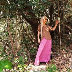 【お取り寄せ】asana ヘンプコットン 薄手 ロング フレアー スカート・草木染め●ディープインディゴ 9枚目の画像