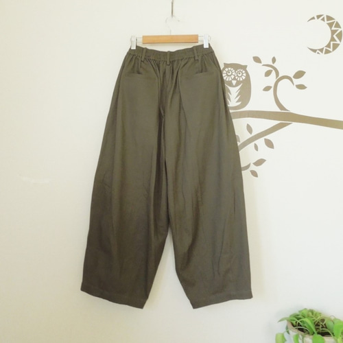 つつむ ビッグシルエットパンツ○オリーブカーキ キュロット・ワイド  