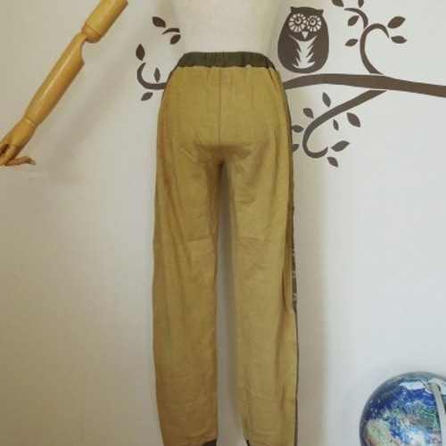 SALE】ヘンプコットン 厚手 麻柄 ジャージ パンツ・草木染め○マンゴー  