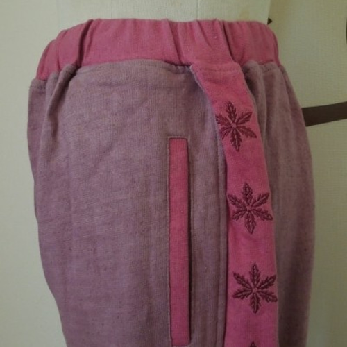 SALE】ヘンプコットン 厚手 麻柄 ジャージ パンツ・草木染め○パープル  