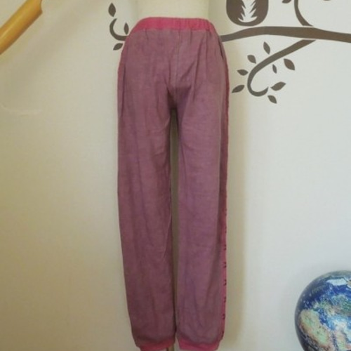 SALE】ヘンプコットン 厚手 麻柄 ジャージ パンツ・草木染め○パープル  
