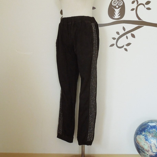 SALE】asana ヘンプコットン 刺し子 ジャージパンツ○草木染めマクガ  