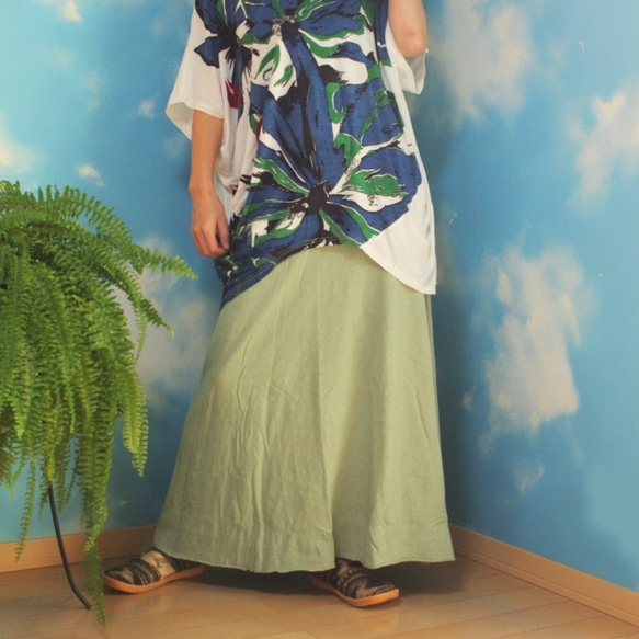 asana ヘンプの六芒星刺繍ロングスカート133●麻の葉 5枚目の画像